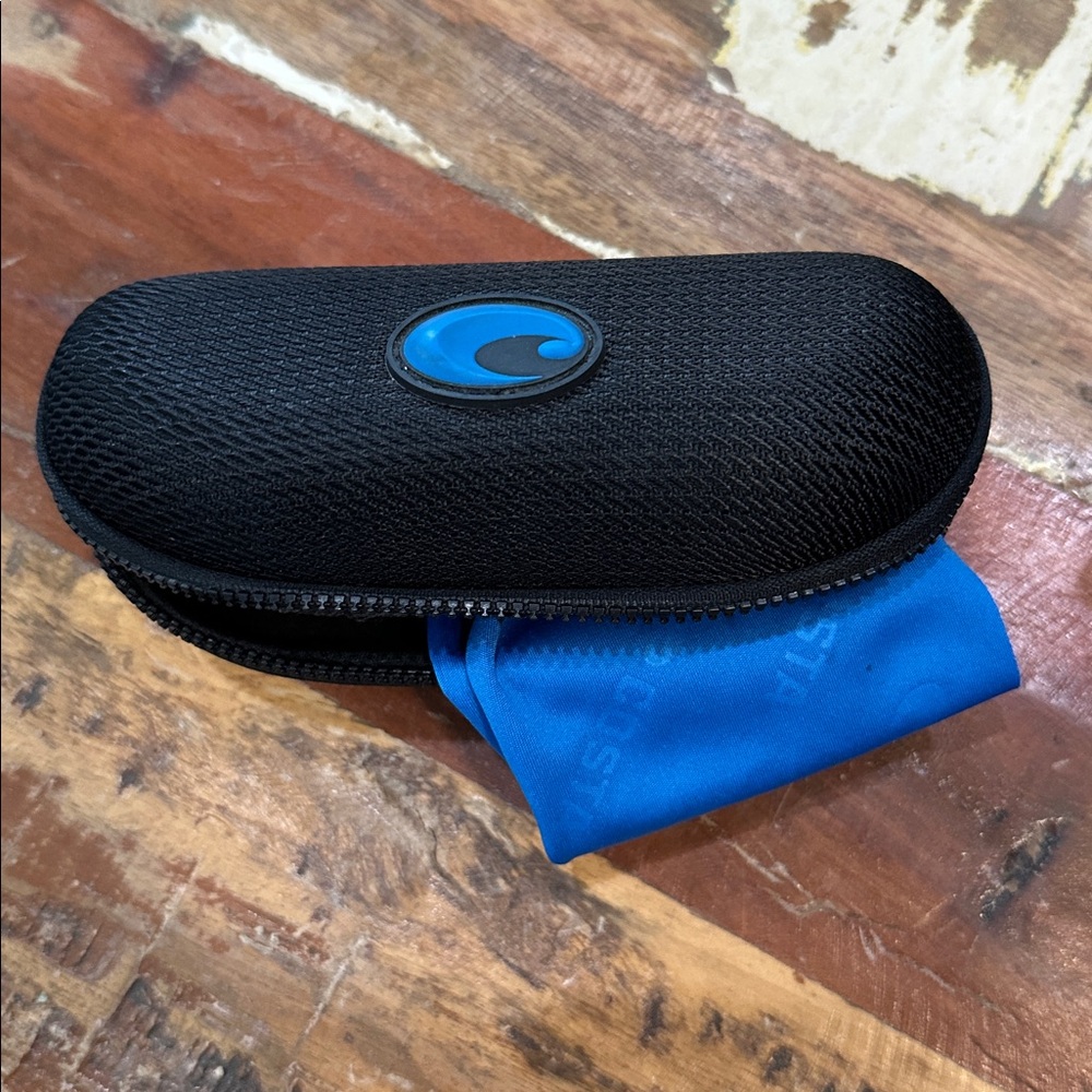 Black Costa Sunglasses Case with Blue Logo